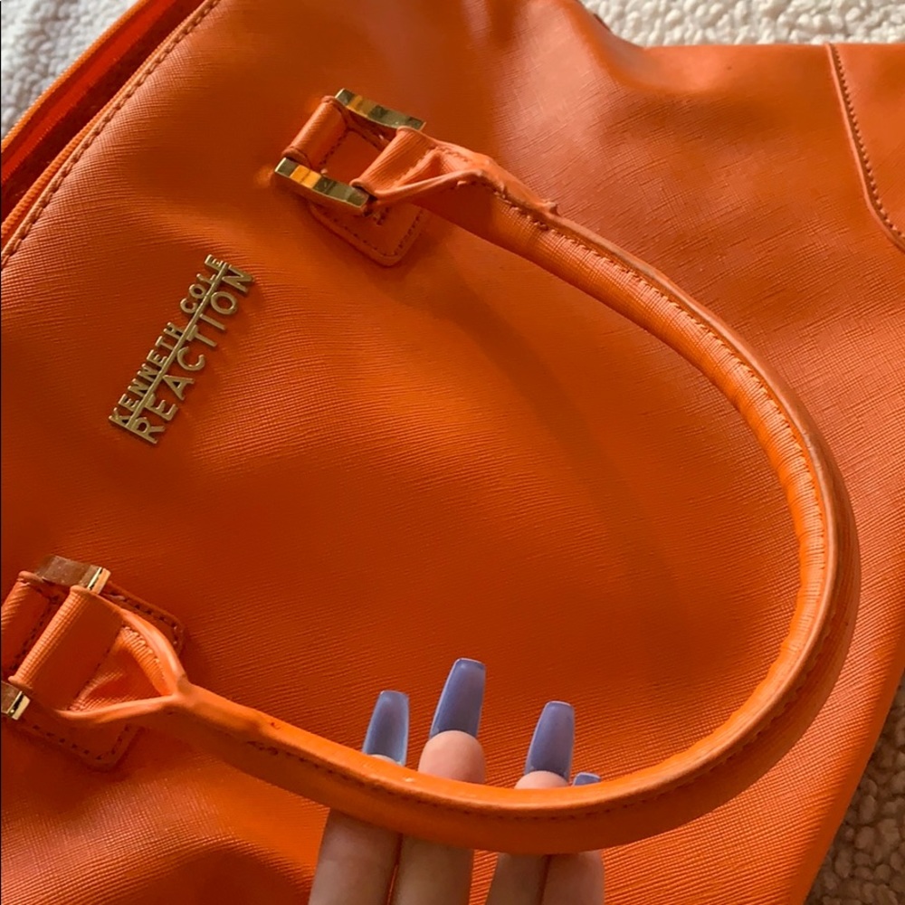 Kenneth Cole large dome satchel in vibrant orange color - Picture 7 of 10